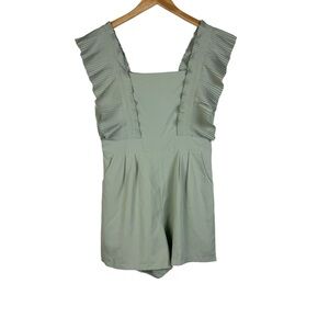 Molly Green Dani Pleat Sleeve Romper Size Medium Green